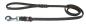 Preview: Lederleine geflochten 12mm 130cm schwarz m. Schlaufe Chrom