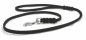 Preview: Lederleine geflochten 12mm 130cm schwarz m. Schlaufe Chrom