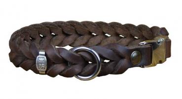 Halsband Leder geflochten 20mm 43cm m. Klick