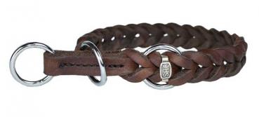 Halsband Leder geflochten schwarz 20mm 50cm mit Stop Chrom