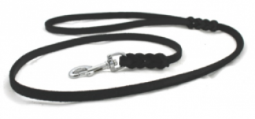 Preview: Lederleine geflochten 12mm 100cm schwarz m. Schlaufe Chrom