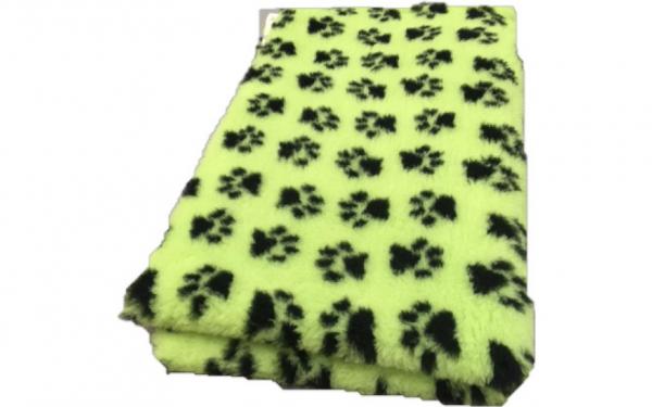 Hundedecke (Vet Bed)  150 x 100cm lime mit Pfoten schwarz