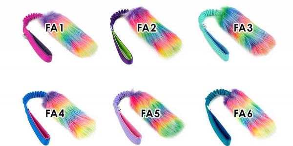 Bungee lang mit Kunstfell Regenbogen und Fleecestreifen